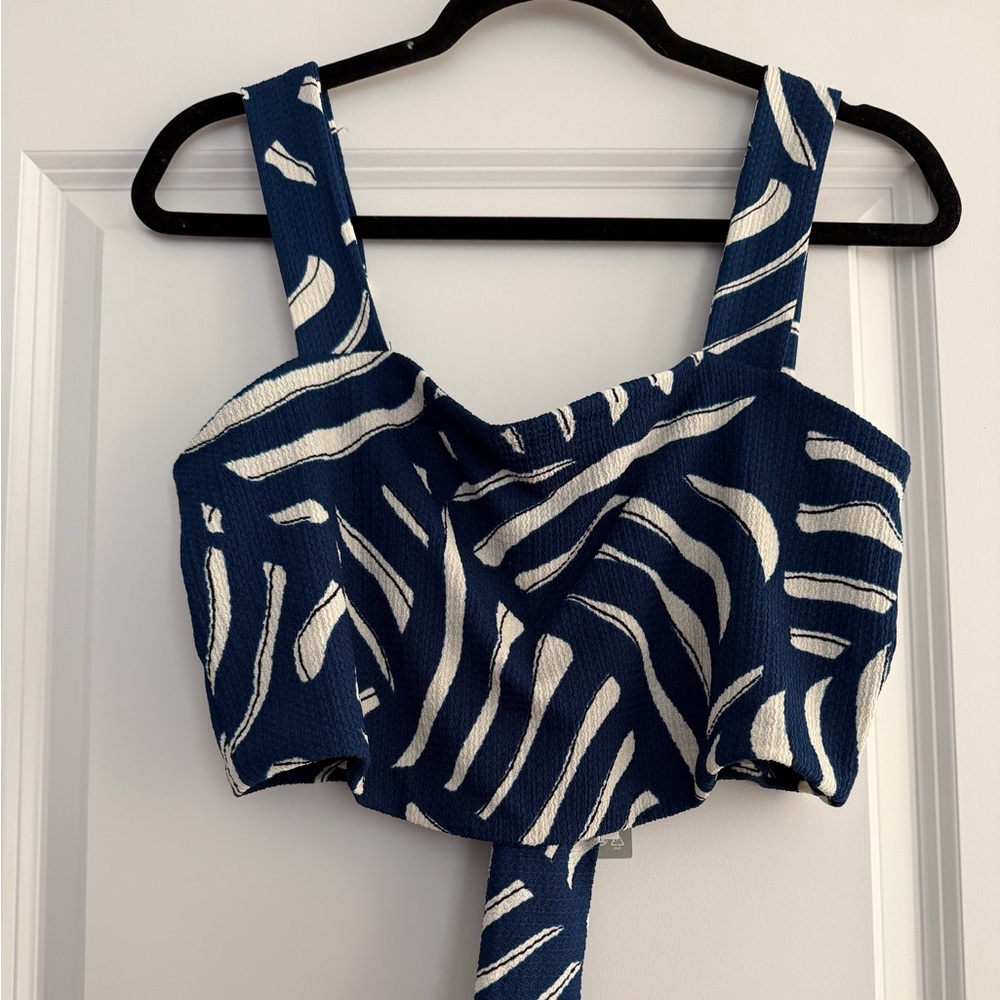 H&M Navy and White Striped Crop Top